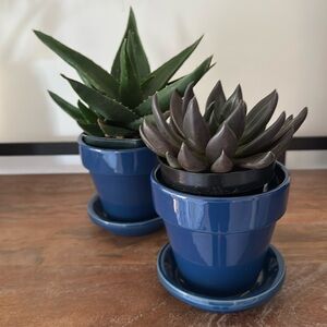 Blue Ceramic Pots Set of Two